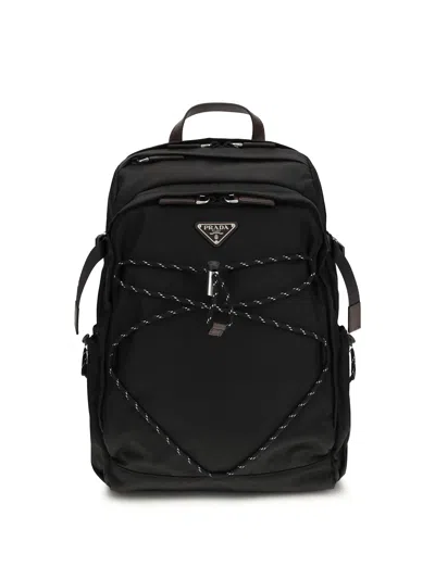 Prada Re-nylon And Leather Speedrock Backpack In Black