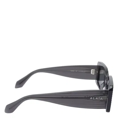 Alaïa Rectangular Frame Sunglasses Striped Pattern In Gray