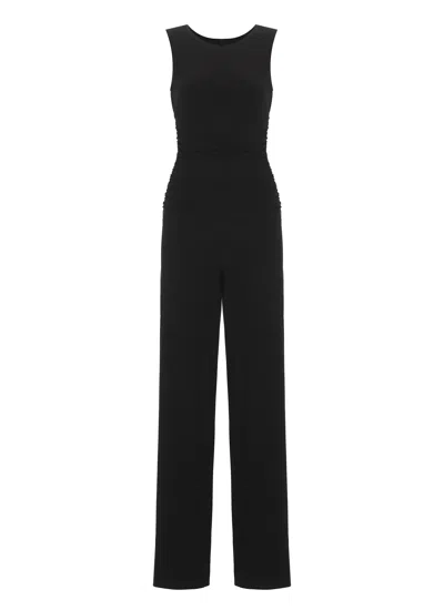 Norma Kamali Shirred Wist Jumpsuit In Black