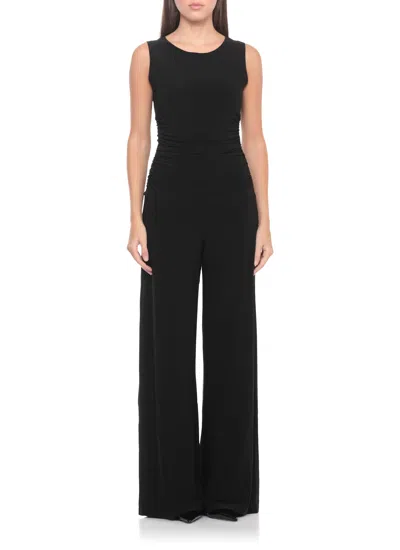 Norma Kamali Shirred Wist Jumpsuit In Black