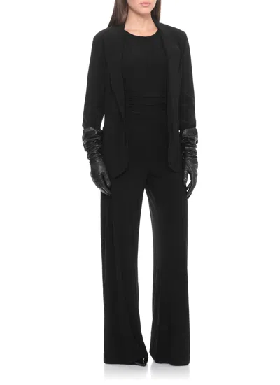 Norma Kamali Shirred Wist Jumpsuit In Black