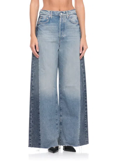 Mother The Pipe Dream Button Sneak Fray Jeans In Blue