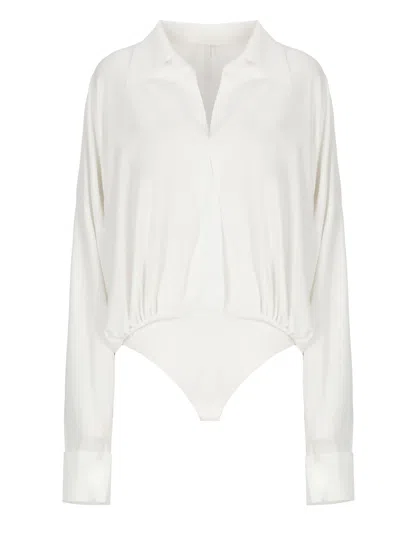 Norma Kamali Boyfriend Bodysuit In White
