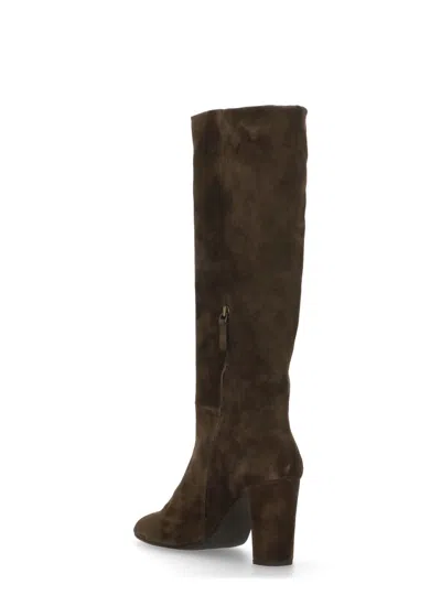 Julie Dee Suede Leather Boots In Brown
