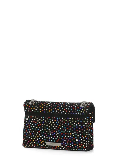 Kurt Geiger Shoulder Bag Velvet Pattern Rhinestone Detail In Black