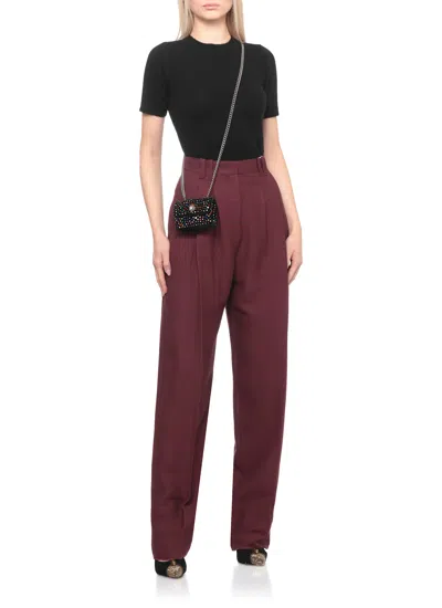 Kurt Geiger Shoulder Bag Velvet Pattern Rhinestone Detail In Black