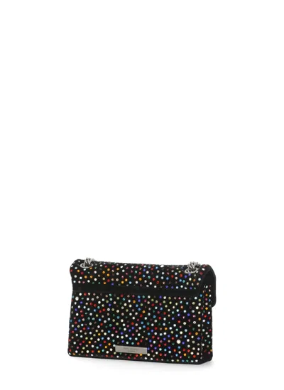 Kurt Geiger Shoulder Bag Velvet Pattern Rhinestone Detail In Black