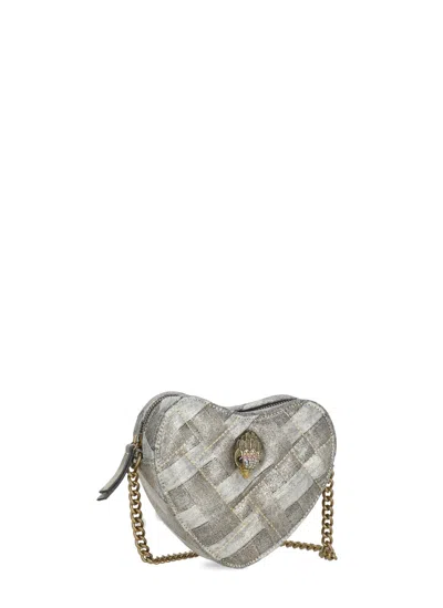 Kurt Geiger Kensington Denim Heart Shaped Crossbody In Gold