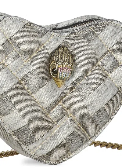 Kurt Geiger Kensington Denim Heart Shaped Crossbody In Gold