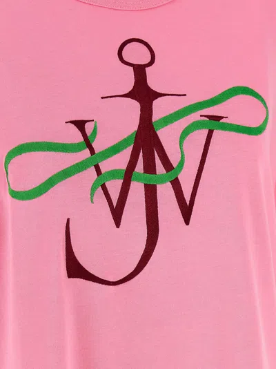 Jw Anderson Ribbon Anchor Graphic Crew Neck T Shirt In Pink