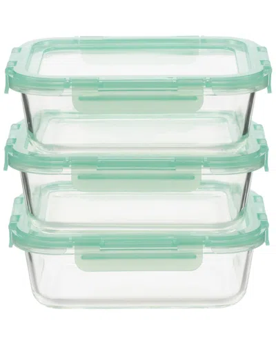 Genicook 3pc Glass Containers With Lids Set In Green