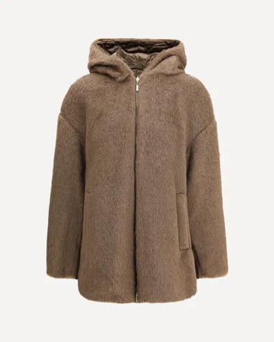 Max Mara The Cube Reversible Midi Down Jacket In Brown