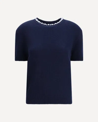 Prada Wool And Cashmere Crew-neck Sweater In Blue