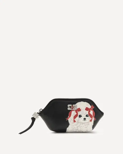 Ganni Women Bou Coin Purse With Poodle In Black