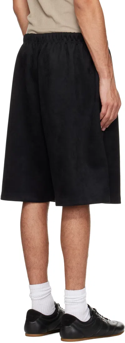 Essentials Black Holiday Faux-suede Fleece Relaxed Shorts In Black