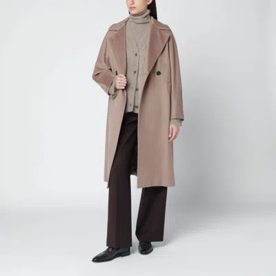 Weekend Max Mara Light Beige Wool Double-breasted Midi Coat In Neutral