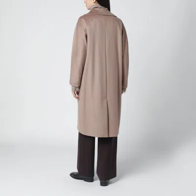 Weekend Max Mara Light Beige Wool Double-breasted Midi Coat In Neutral
