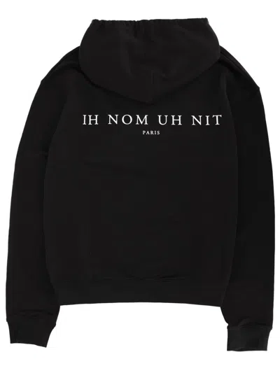 Ih Nom Uh Nit Graphic Hooded Sweater Kangaroo Pocket In Black