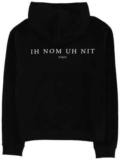 Ih Nom Uh Nit Hooded Cotton Sweatshirt Featuring Graphic Print In Black