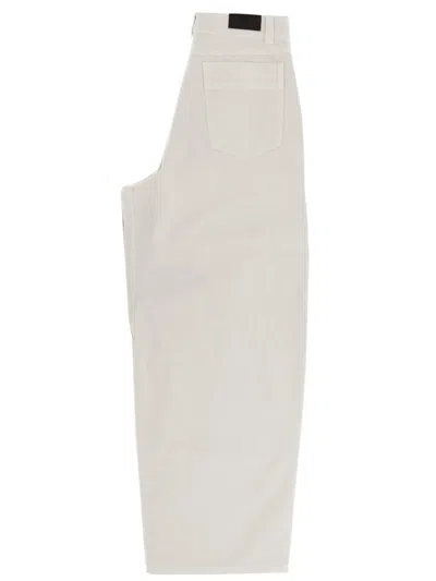 Lemaire Beige Cotton Trousers In White