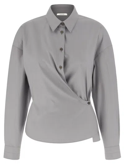 Lemaire Straight Collar Twisted Shirt In Gray