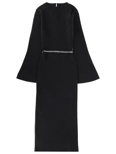 Michael Kors Wool Midi Dress In Black
