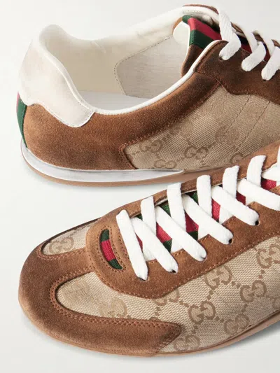 Gucci Shift Gg Canvas And Suede Sneakers In Multi