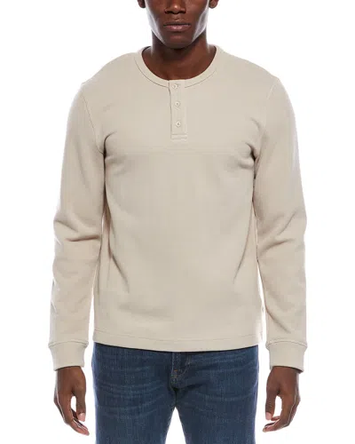 Onia Heavyweight Cotton Waffle Henley Sweatshirt In Brown