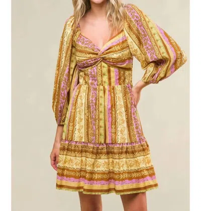 Flying Tomato All My Pride Woven Mini Dress In Brown Lavender In Multi