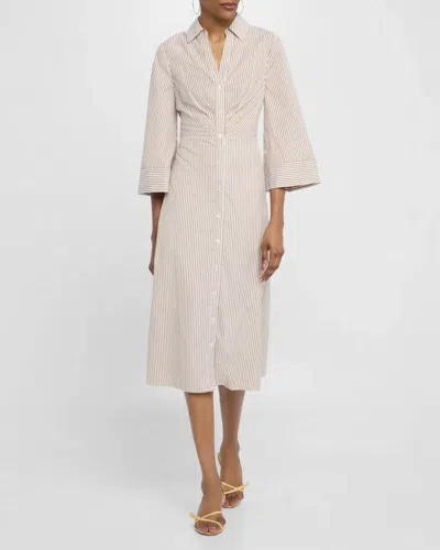 Veronica Beard Haydon Midi Dress In Acorn White In Metallic