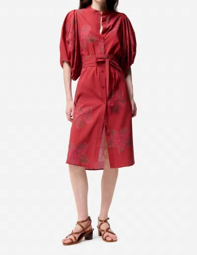 Vanessa Bruno Flora Midi Dress In Cherry In Red