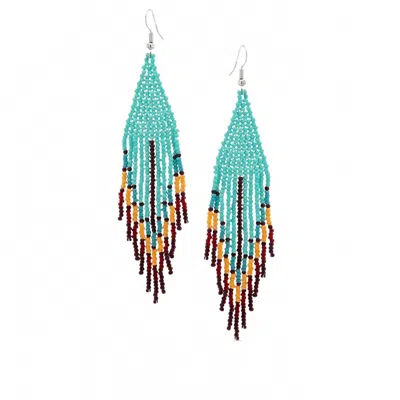 Montana Silversmiths Women's Color Me Southwest Beaded Attitude Earrings In Feather Blue In Green