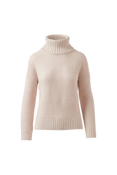 Kinross Women's Garter Turtleneck Sweater In Canvas In Neutral