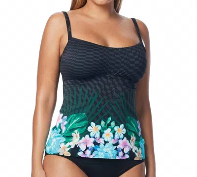 Coco Reef Tropical Escape D-cup Perfect Fit Underwire Tankini Top In Coc Black In Blue