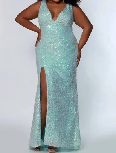 Sydney's Closet Reid Gown In Aqua In Blue