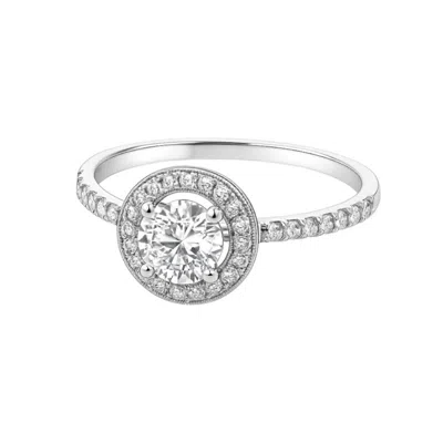 Allyanna Gifts Women's Round Moissanite With Halo Ring In Sterling Silver In Silver