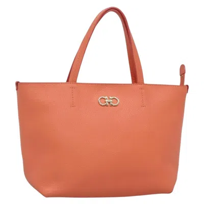 Pre-owned Ferragamo Bice Tote Leather Leather Tote Bag Bag () In Orange