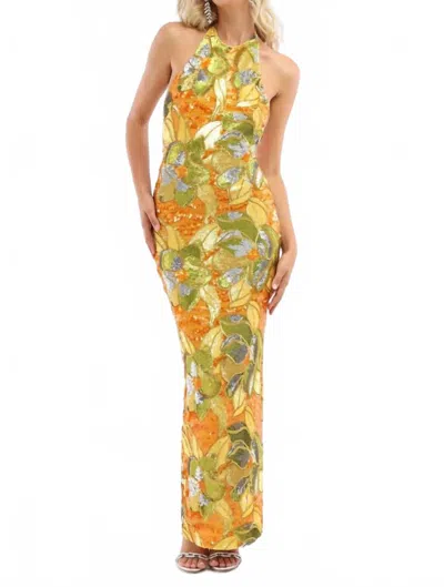Helsi Uma Halter Gown In Marigold In Gold