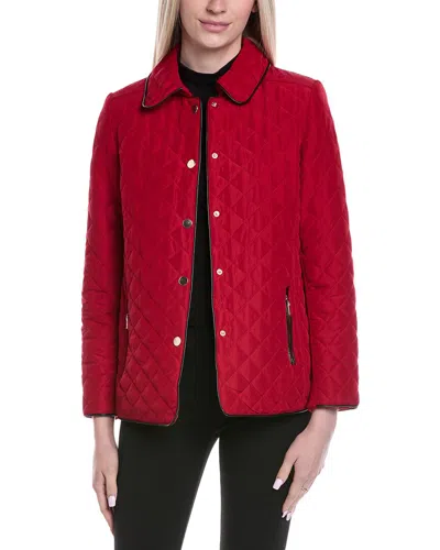 Jones New York Quilted Snap Front Jacket In Red