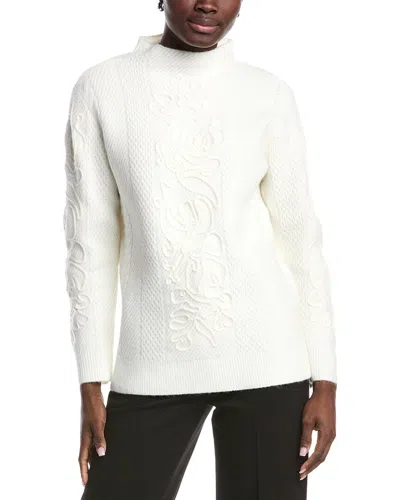 Anne Klein Cable Knit Sweater In White