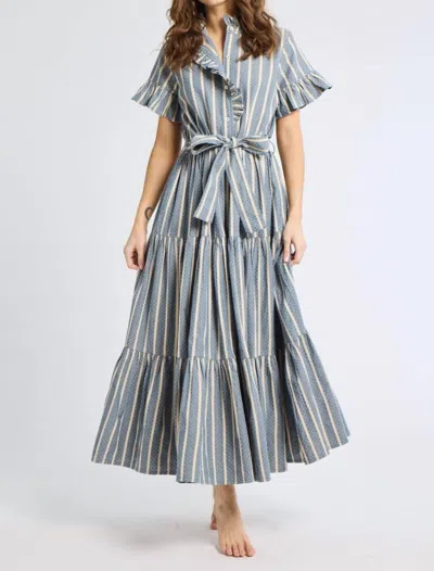 Mille Victoria Maxi Dress In Chambray Stripe In Multi