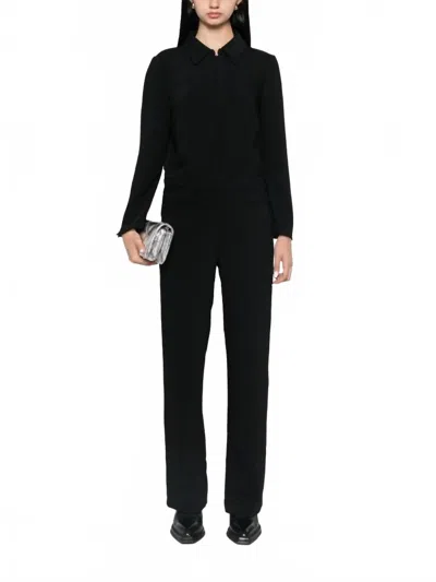 Ba&sh Omiza Long Sleeve Straight Leg Jumpsuit In Black In Black