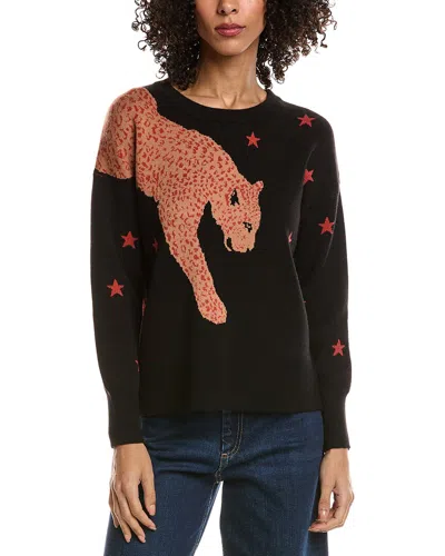 T Tahari Leopard Intarsia Sweater In Black