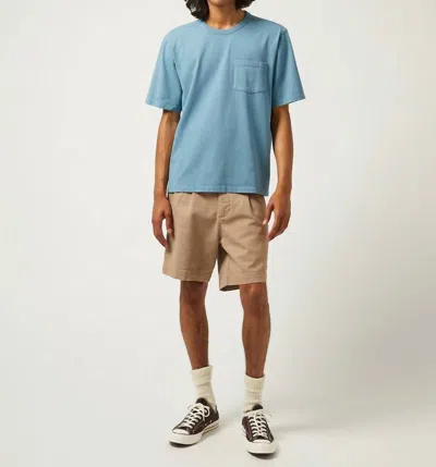 Corridor Heavy Twill Pleated Short In Khaki In Green
