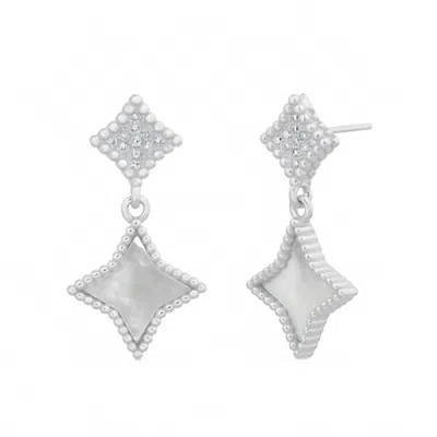 Allyanna Gifts Women's Cubic Zirconia Enamel Diamond Shape Dangling Earrings In Mop In Multi