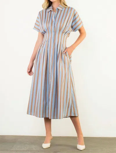 Thml Cora Striped Midi Dress In Blue In Blue