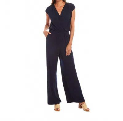 Karen Kane Sleeveless Travel Jersey Jumpsuit In Navy In Black