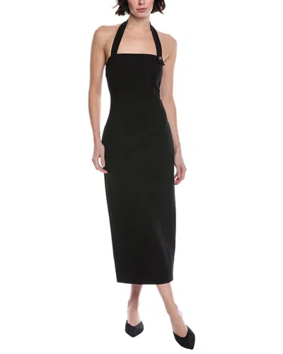 Toccin Davina Sculpted Halter Midi Dress In Black