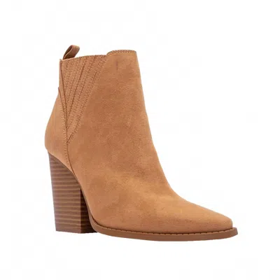 Qupid Women's Faux Suede Bootie In Camel In Brown