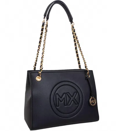 Max Studio Women's Pebble Grain Double Handle Chain Tote Bag In Black In Black